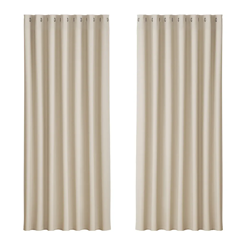240x230cm Thermal Blockout Curtains Set - Beige, Artiss