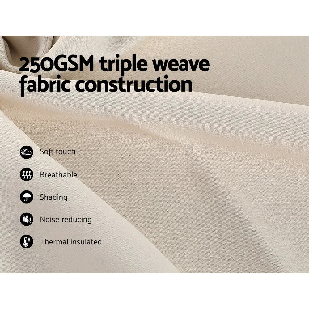240x230cm Thermal Blockout Curtains Set - Beige, Artiss