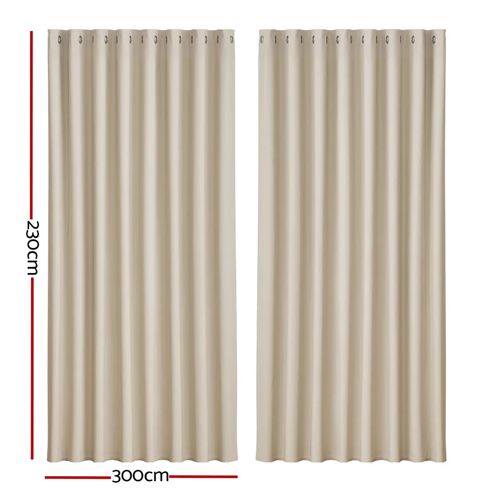 240x230cm Thermal Blockout Curtains Set - Beige, Artiss