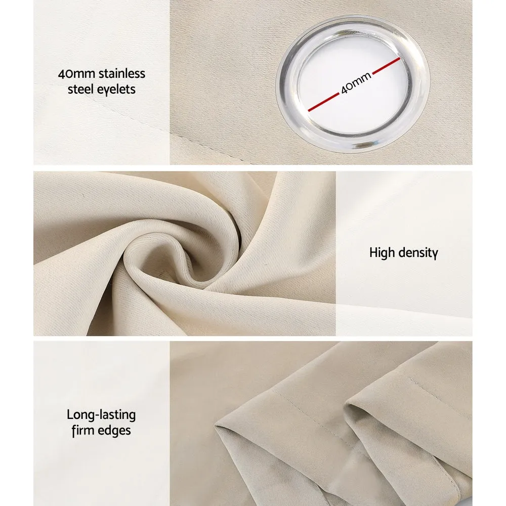240x230cm Thermal Blockout Curtains Set - Beige, Artiss