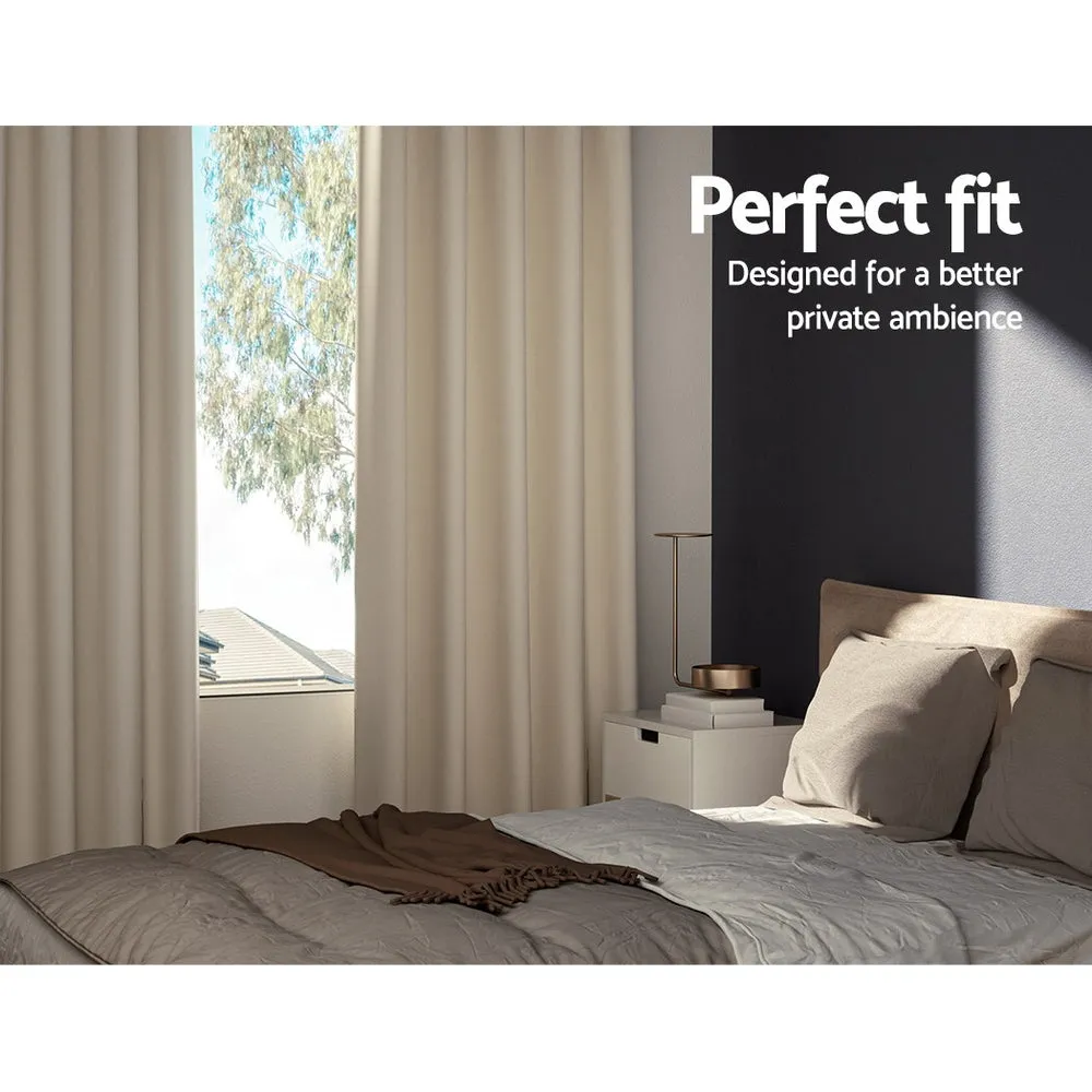 240x230cm Thermal Blockout Curtains Set - Beige, Artiss