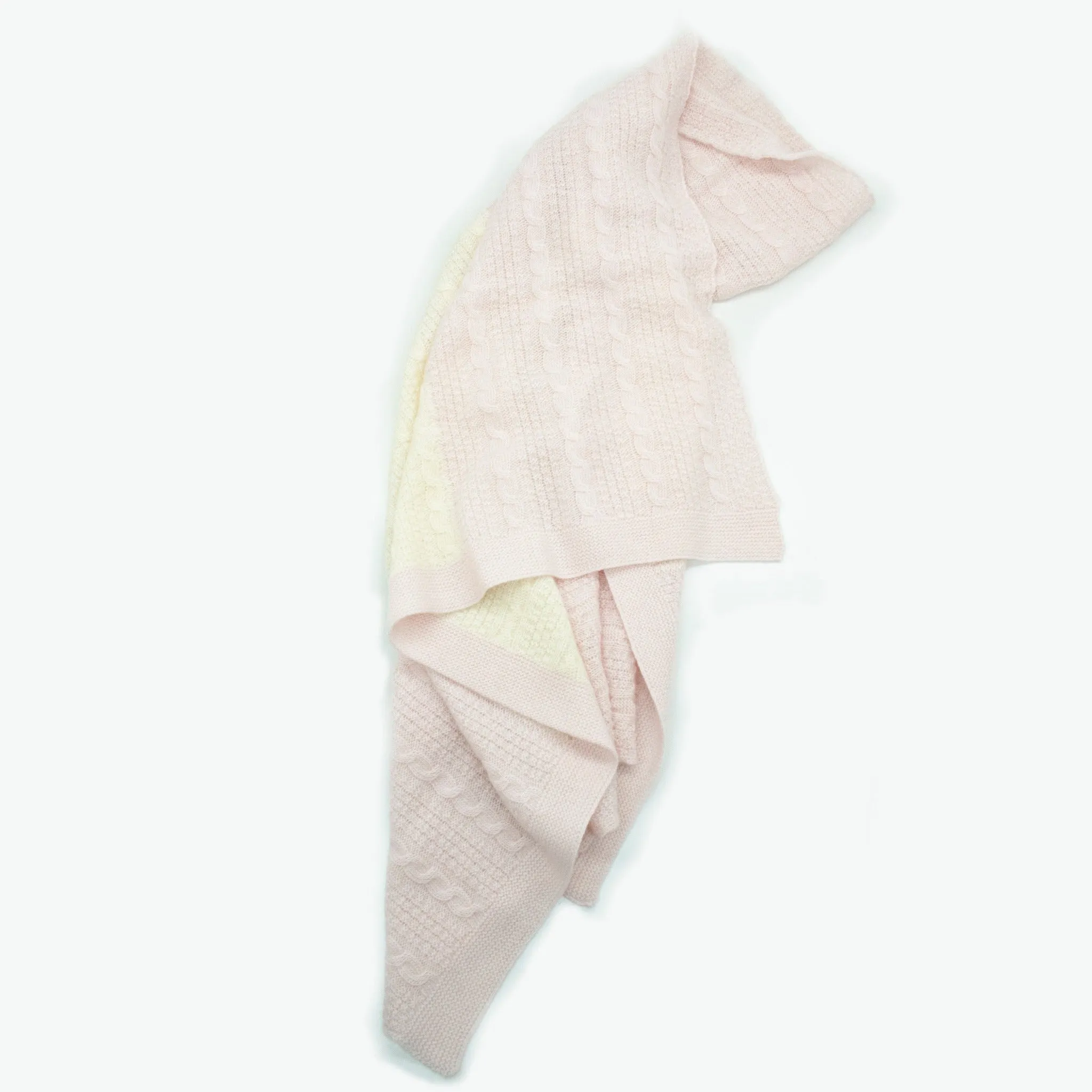 BABY CASHMERE RECEIVING BLANKET CABLE STITCH