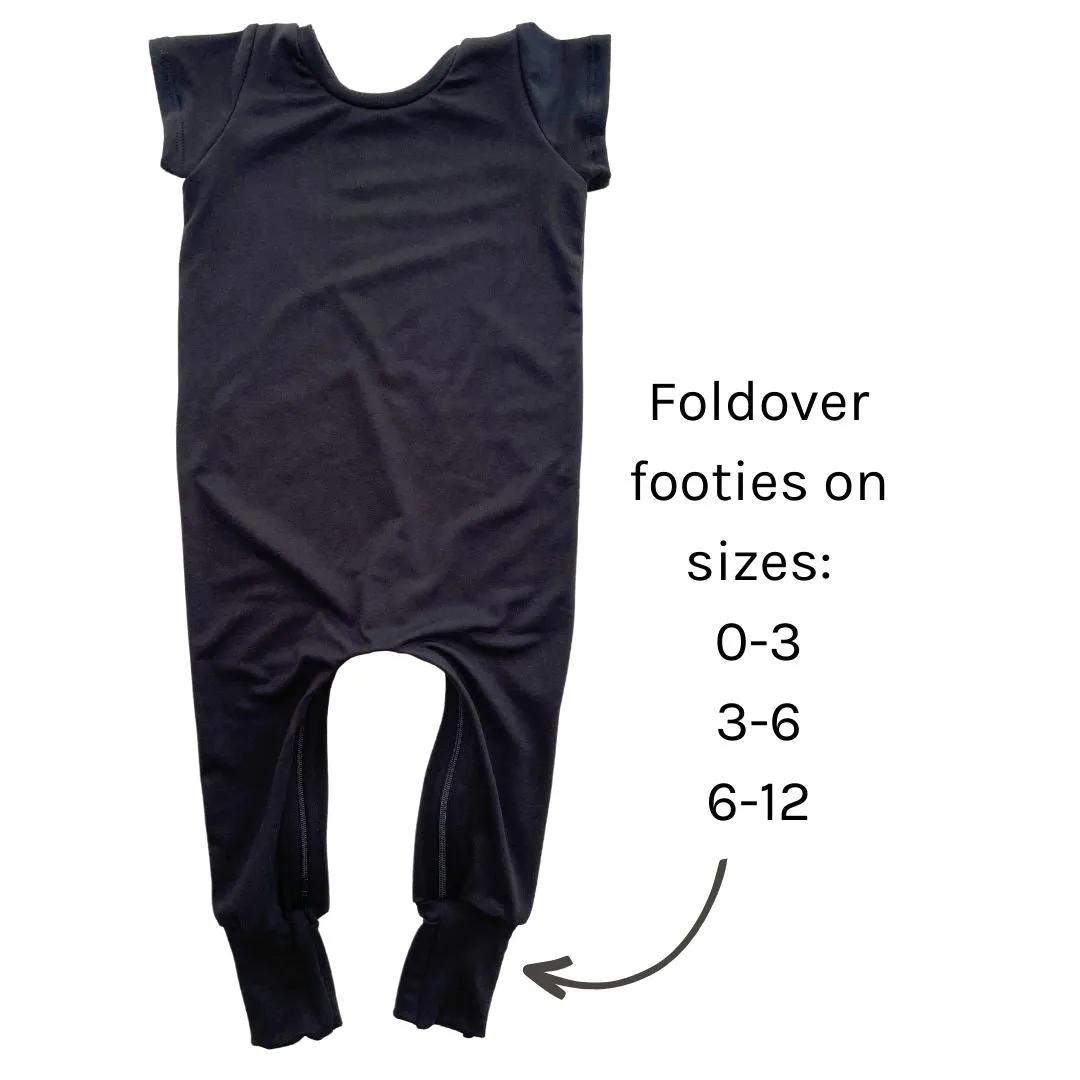 Black Bamboo Lyocell Zip Romper