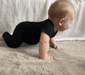 Black Bamboo Lyocell Zip Romper