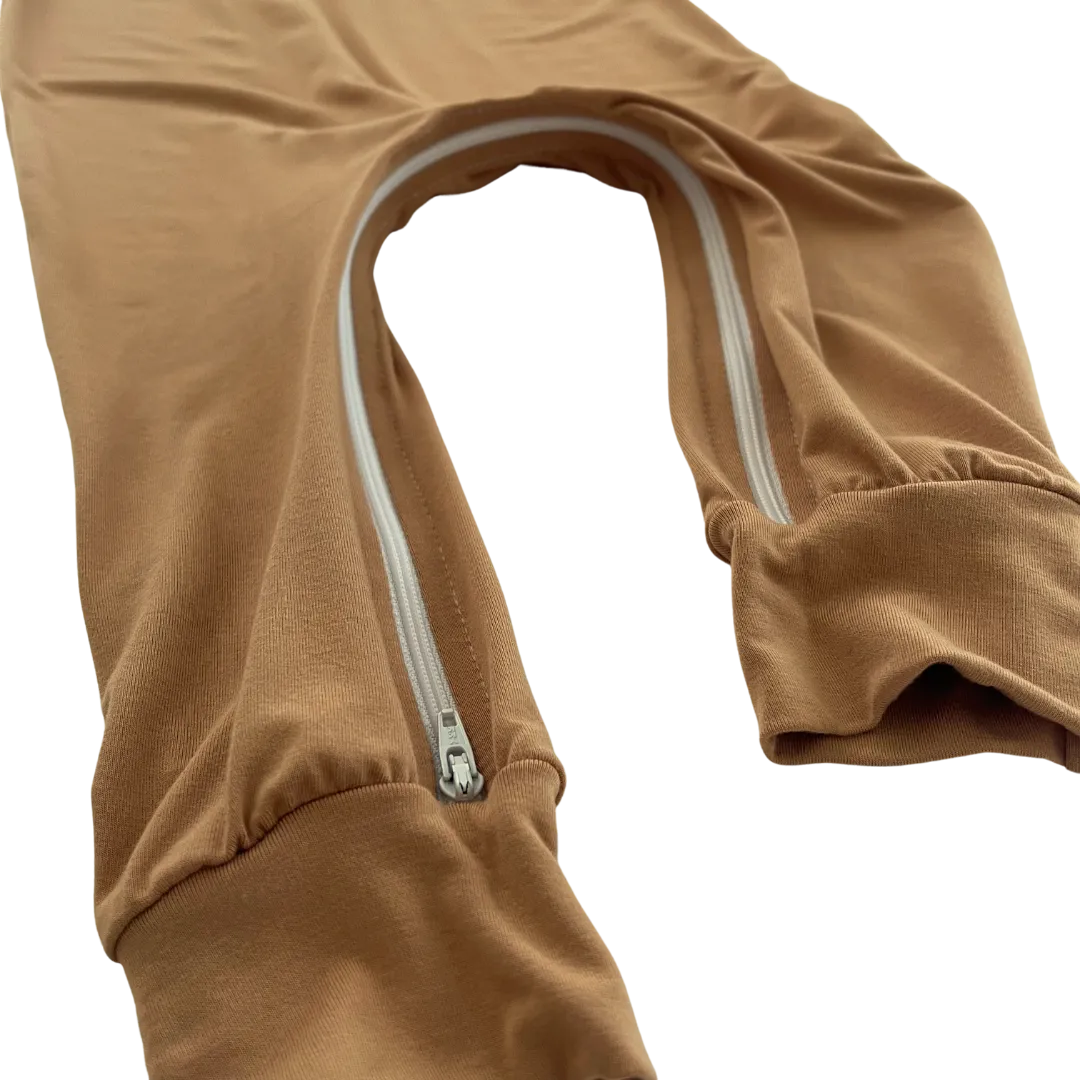 Camel Bamboo Lyocell Zip Romper