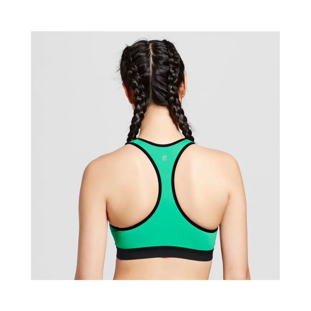 Champion C9 N9649 Power Core Wire Free Sports Bra MEDIUM Breezy Green Geometric Print NWT