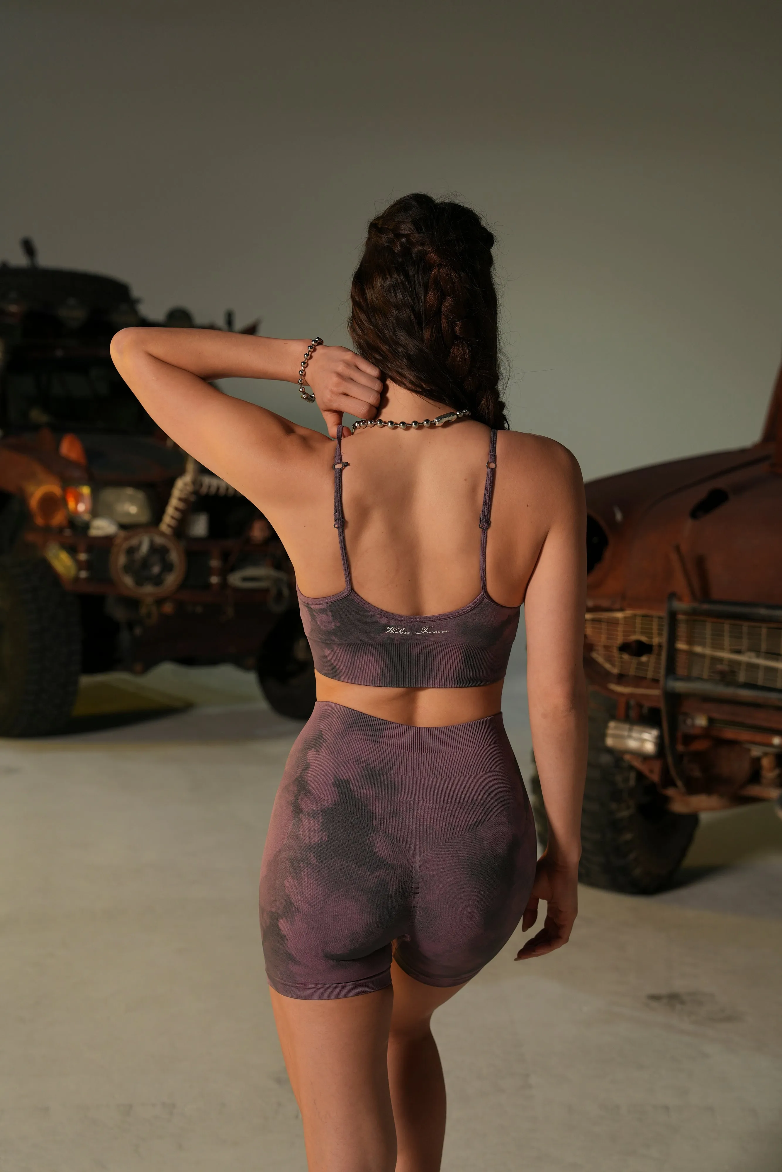 Conquer "Everson Seamless" Sports Bra in Cipher Purple Big Ghost Cloud