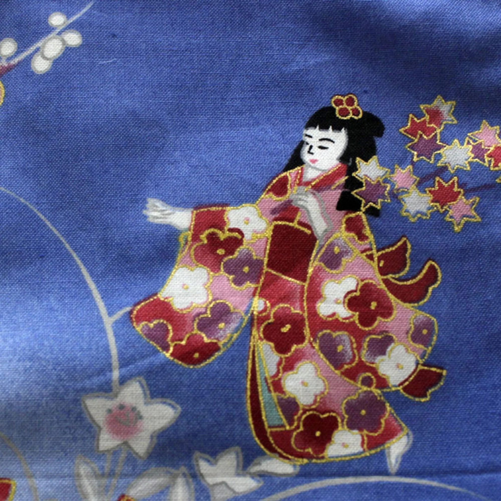 Girl's Kids Yukata Robe Japanese Kimono for summer - Dolls in Color Gradation Blue
