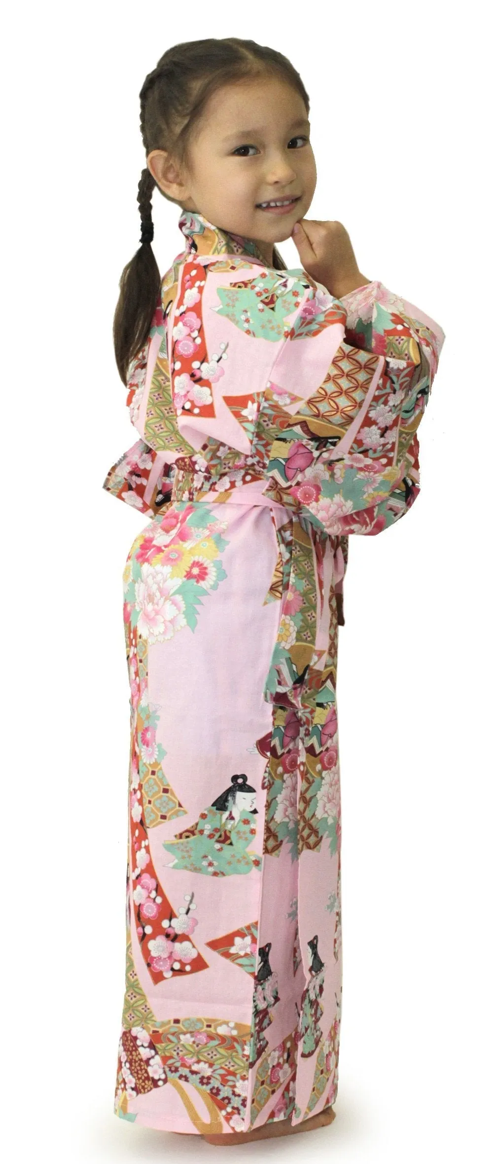 Girl's Kids Yukata Robe Japanese Kimono for Summer - Little Doll Pink