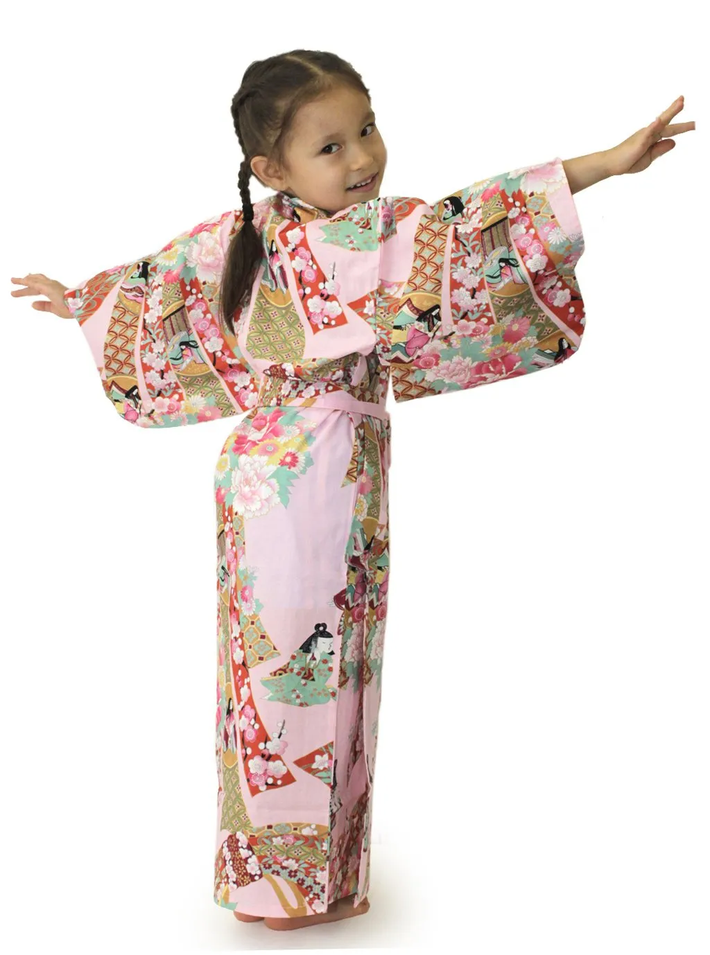 Girl's Kids Yukata Robe Japanese Kimono for Summer - Little Doll Pink