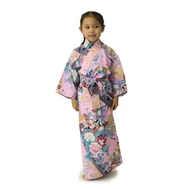 Girl's Kids Yukata Robe Japanese Kimono for summer - Little "Kimono" Princess Pink