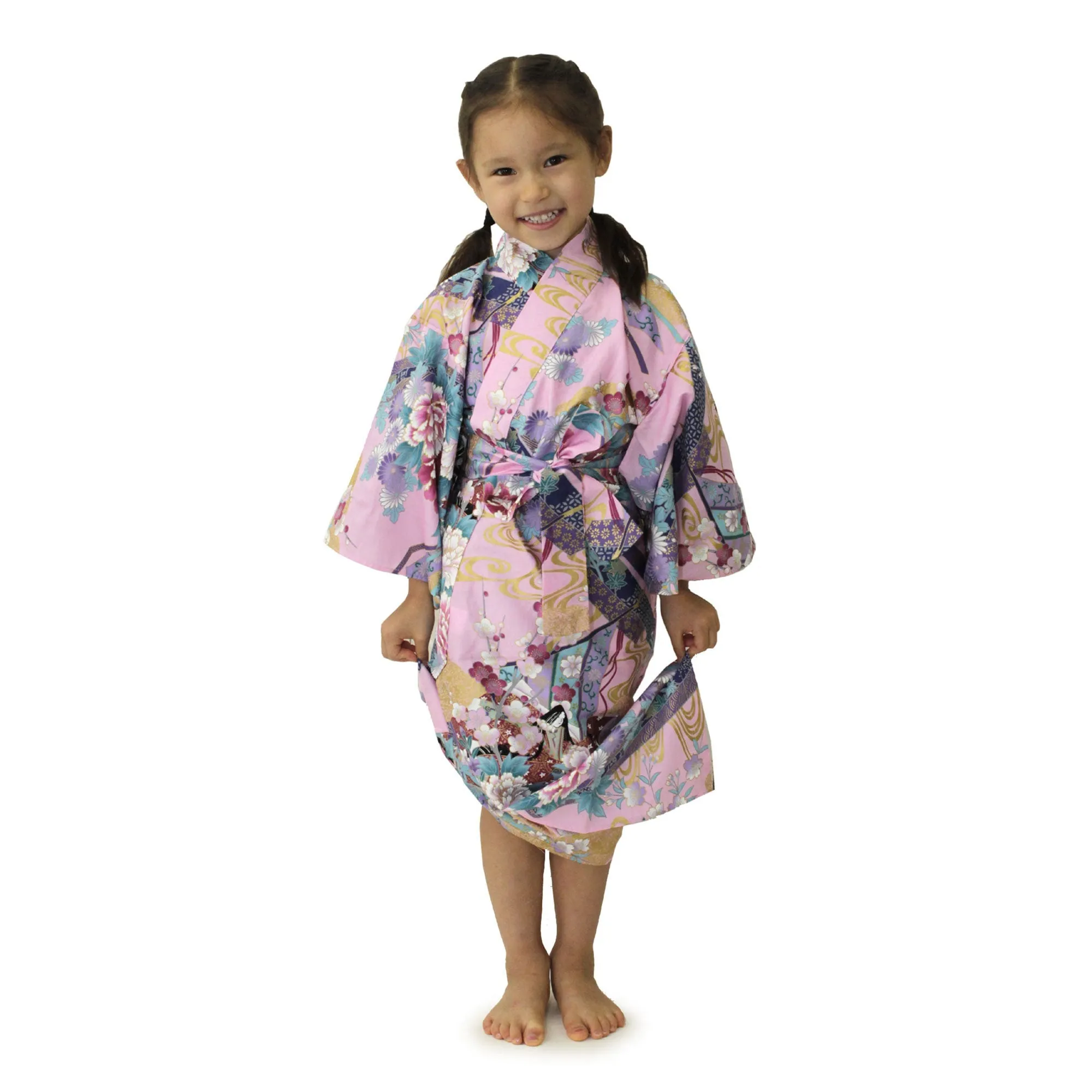 Girl's Kids Yukata Robe Japanese Kimono for summer - Little "Kimono" Princess Pink