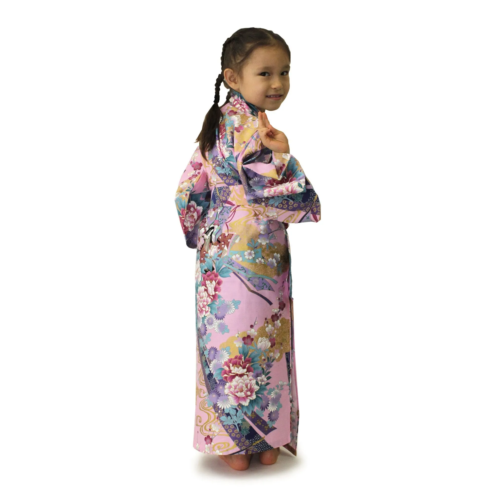 Girl's Kids Yukata Robe Japanese Kimono for summer - Little "Kimono" Princess Pink