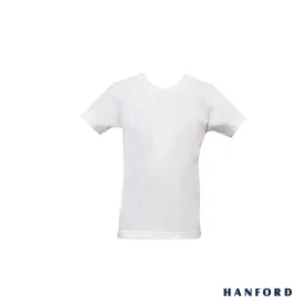 Hanford Kids R-Neck Cotton Single Jersey Short Sleeves Shirt - White (Single Pack)
