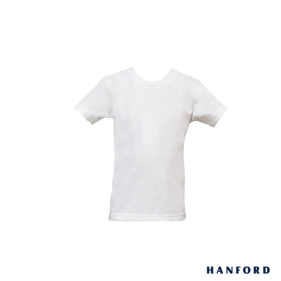 Hanford Kids R-Neck Cotton Single Jersey Short Sleeves Shirt - White (Single Pack)