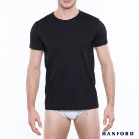 Hanford Men/Teens R-Neck Cotton Modern Fit Short Sleeves Shirt - Black (SinglePack)
