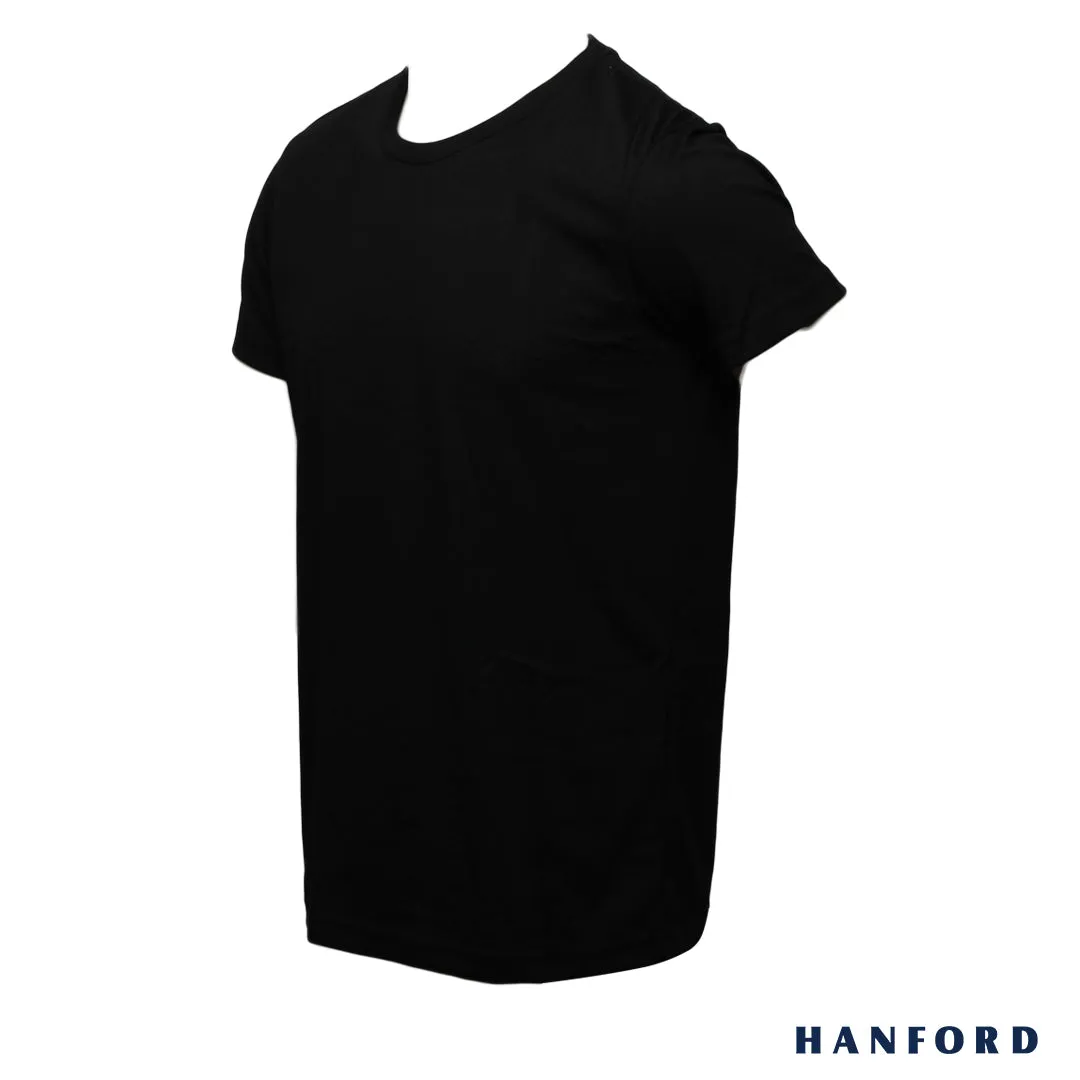 Hanford Men/Teens R-Neck Cotton Modern Fit Short Sleeves Shirt - Black (SinglePack)
