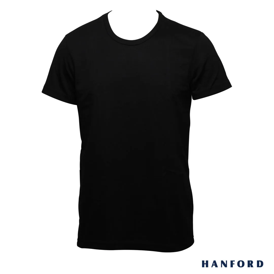 Hanford Men/Teens R-Neck Cotton Modern Fit Short Sleeves Shirt - Black (SinglePack)