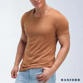 Hanford Men/Teens R-Neck Cotton Modern Fit Short Sleeves Shirt - Brown Sugar (SinglePack)