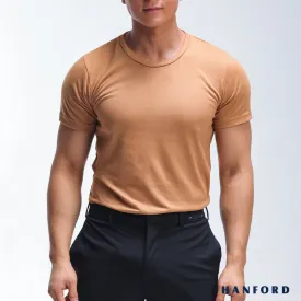 Hanford Men/Teens R-Neck Cotton Modern Fit Short Sleeves Shirt - Chipmunk (SinglePack)