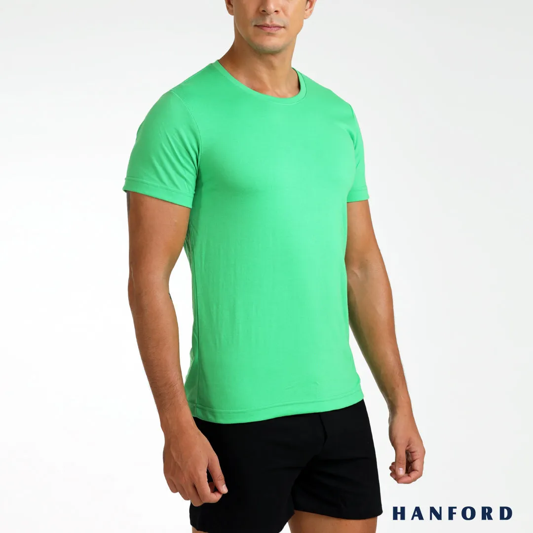 Hanford Men/Teens R-Neck Cotton Modern Fit Short Sleeves Shirt - Island Green (SinglePack)