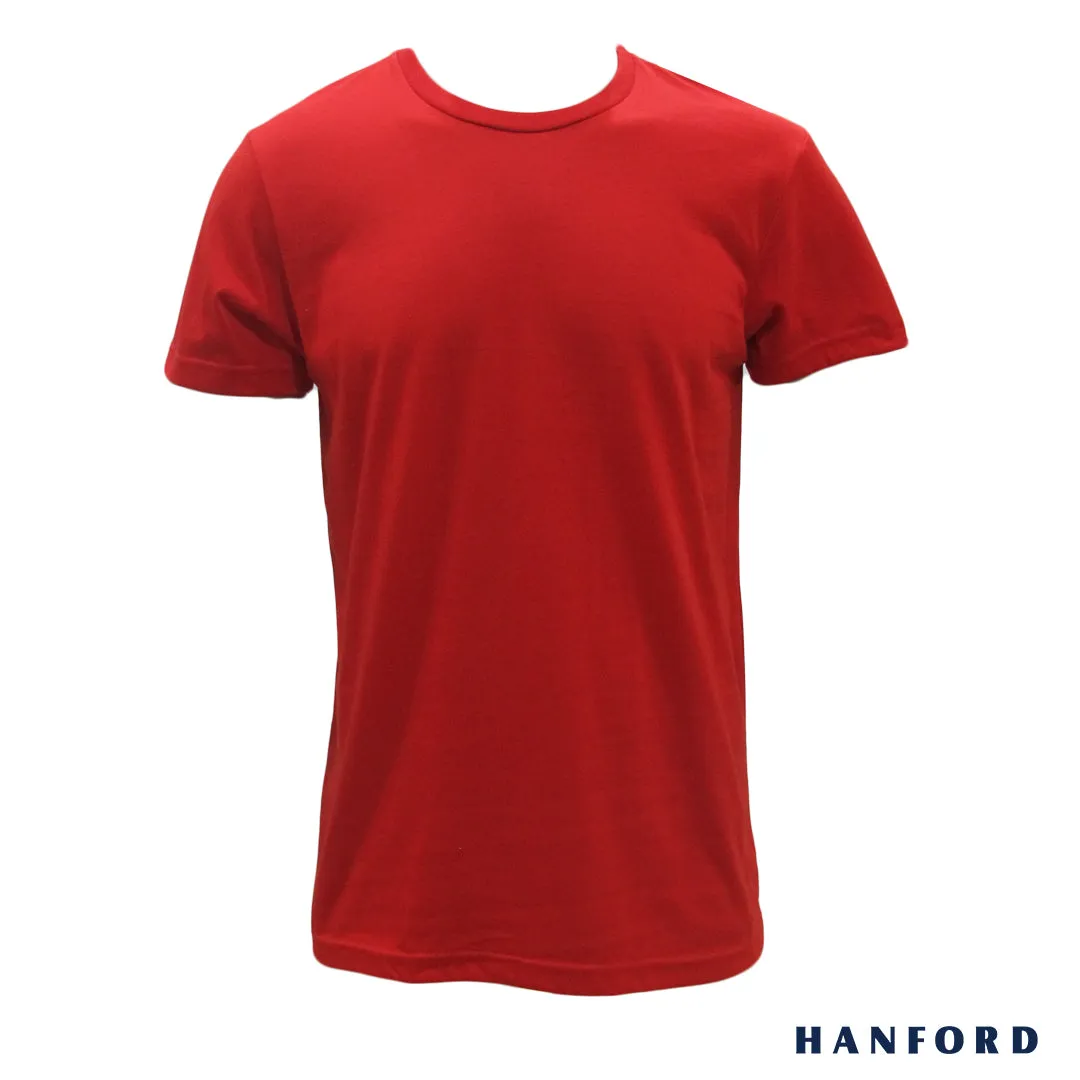 Hanford Men/Teens R-Neck Cotton Modern Fit Short Sleeves Shirt - New Red (SinglePack)