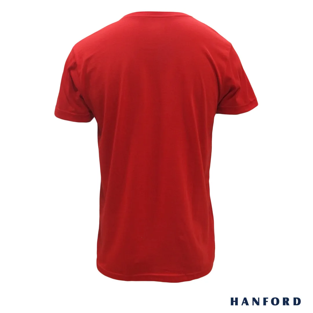 Hanford Men/Teens R-Neck Cotton Modern Fit Short Sleeves Shirt - New Red (SinglePack)