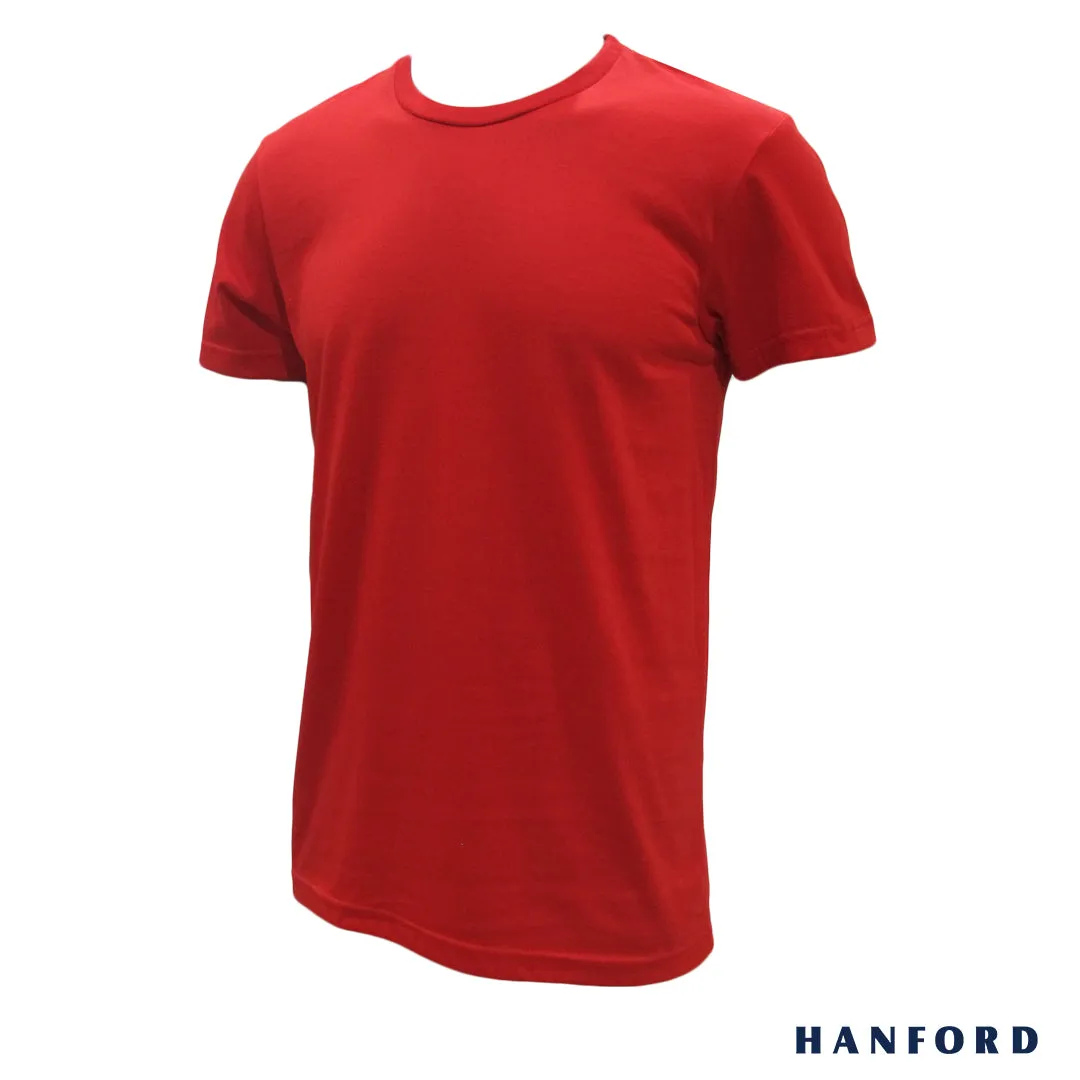 Hanford Men/Teens R-Neck Cotton Modern Fit Short Sleeves Shirt - New Red (SinglePack)