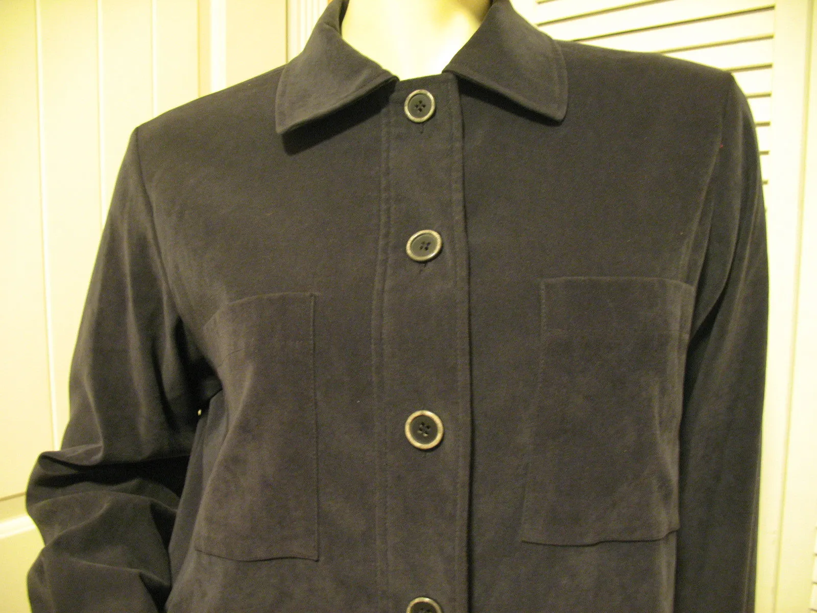 HARVE BENARD Womens Tops Dark GRAY GREY BLACK Long Sleeve Button Down Collar TOP POLO SHIRT Medium