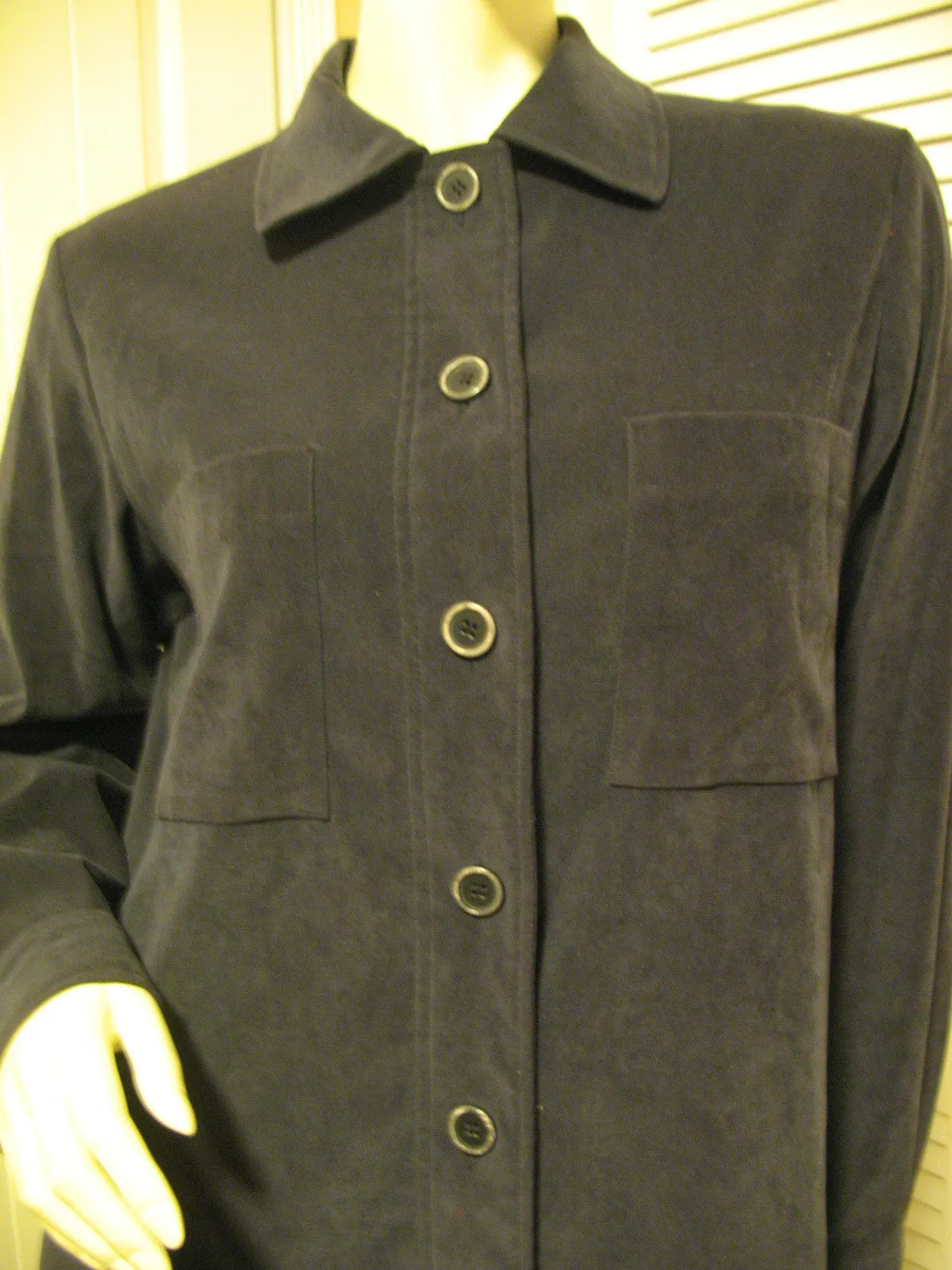 HARVE BENARD Womens Tops Dark GRAY GREY BLACK Long Sleeve Button Down Collar TOP POLO SHIRT Medium