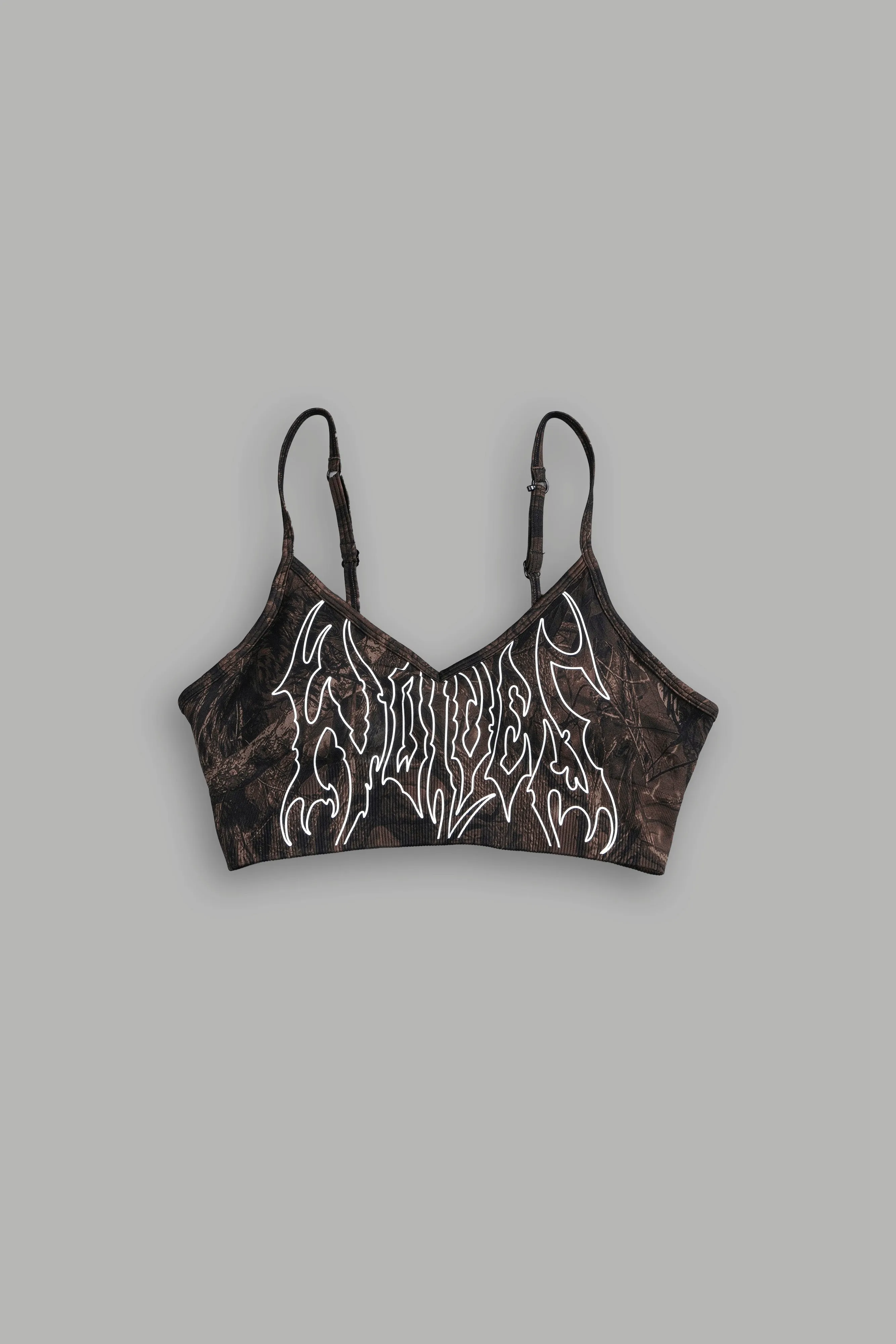 Hesh Forever "Everson Seamless" Sports Bra in Brown Driftwood Forest Camo