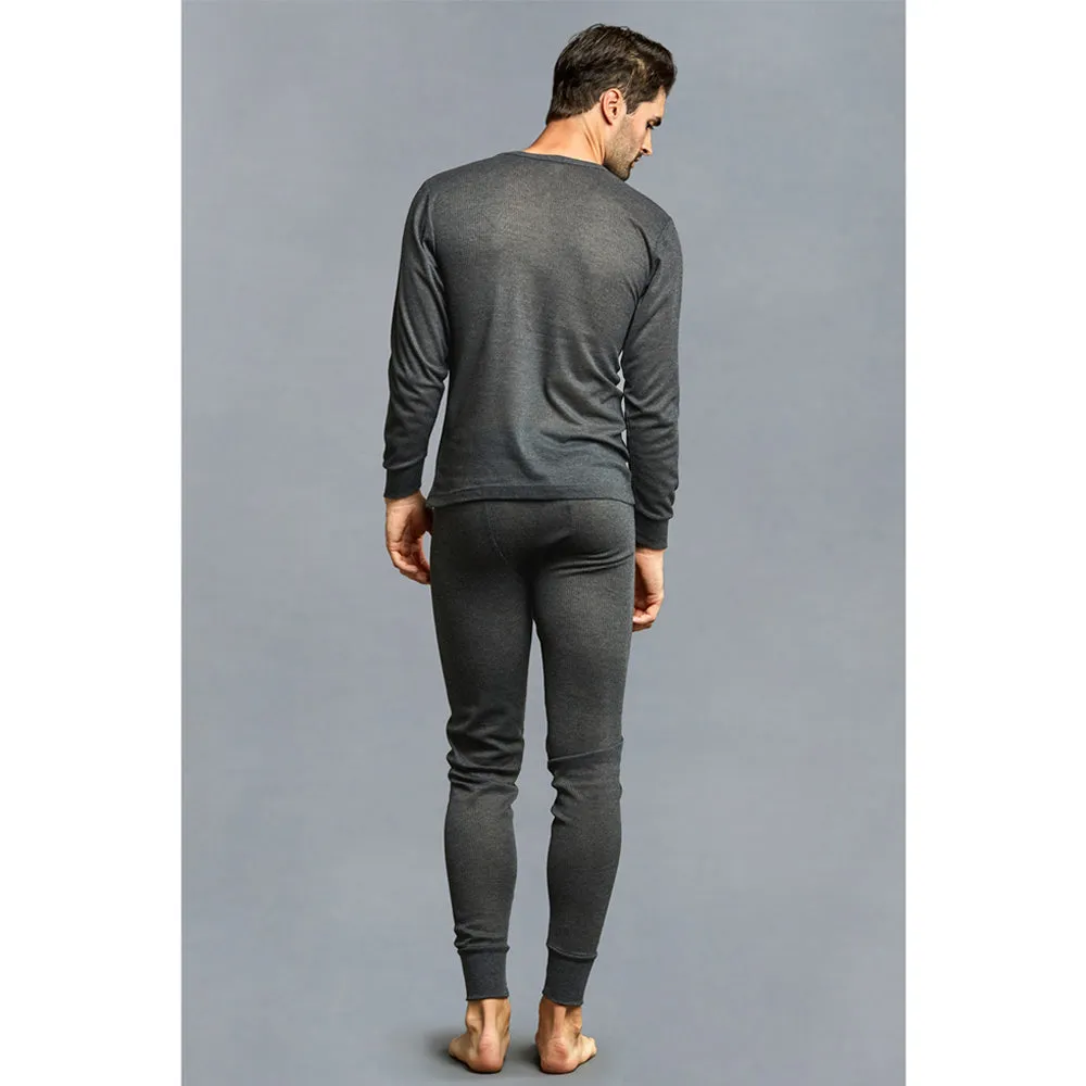 Knocker Mens Thermal Underwear Set Long Sleeve Top Pajamas Pants Sleep Grey 3XL