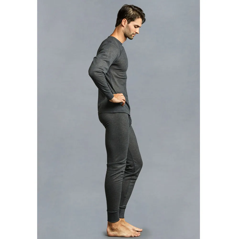 Knocker Mens Thermal Underwear Set Long Sleeve Top Pajamas Pants Sleep Grey 3XL
