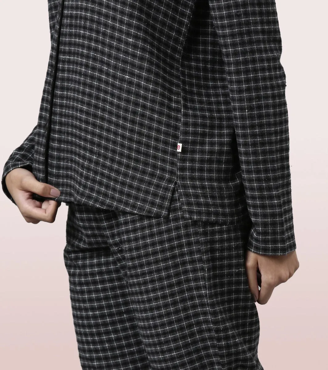 Lazy Pant Set | Cotton Flannel Woven Shirt And Pant Set