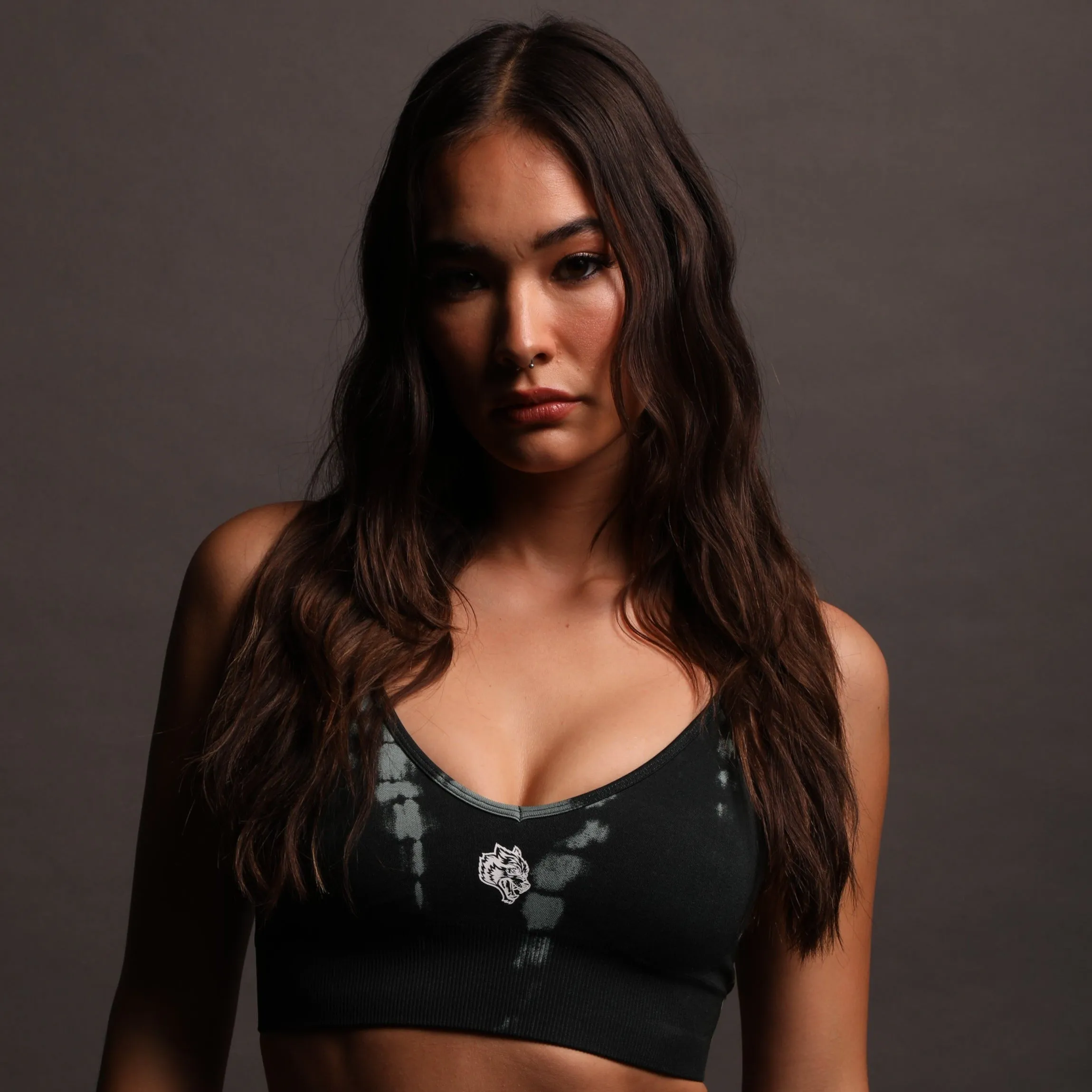 Lone "Everson Seamless" Sports Bra in Jade Green Serpent