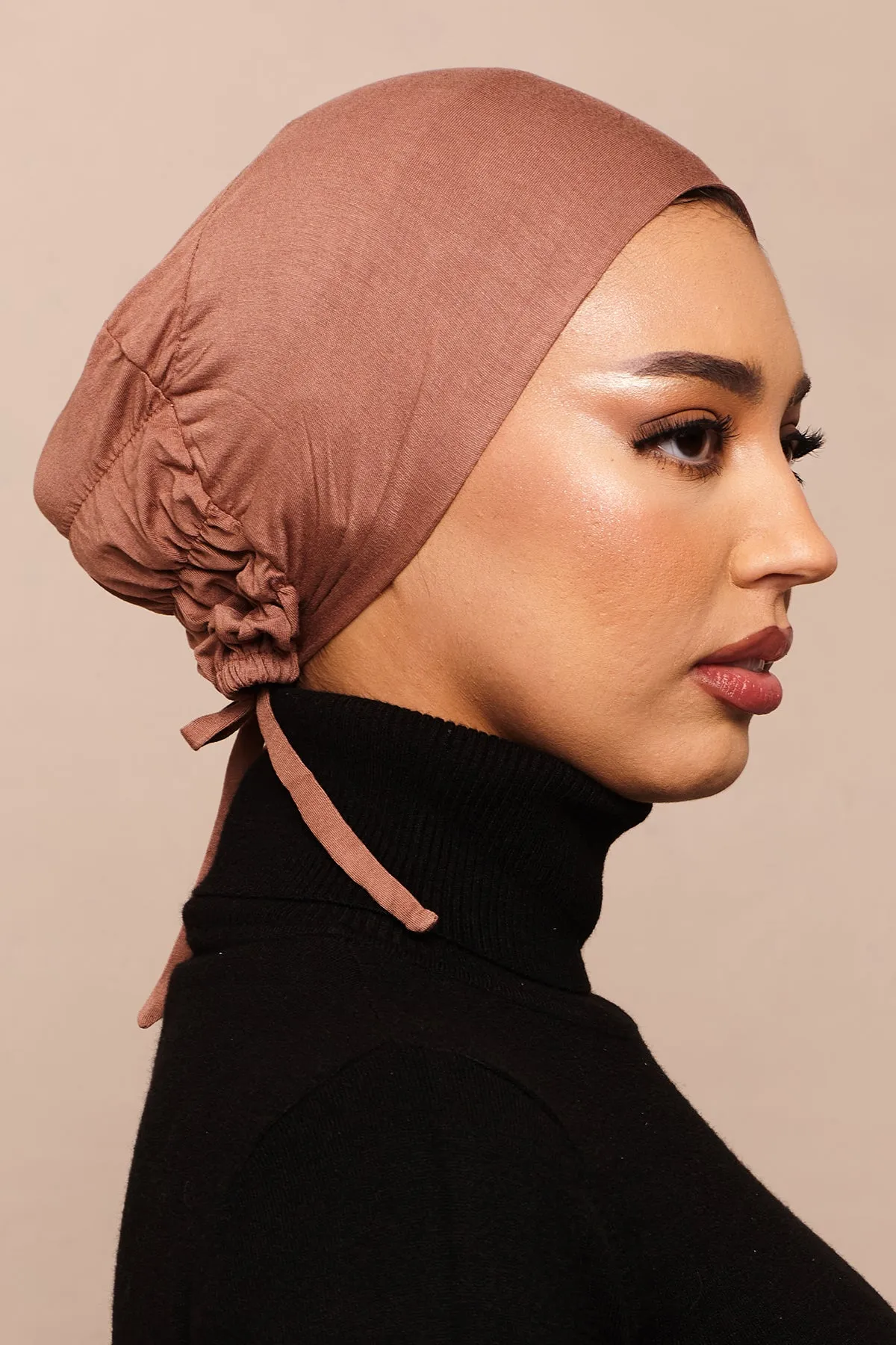 Mocha Mousse Scrunchie Bamboo Jersey Hijab Cap