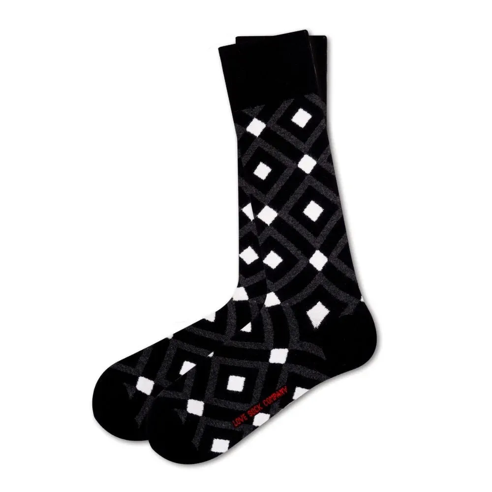 Patterned Men's Dress Socks Mirrors Black (M)