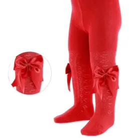 Red Heart Tights with Bows