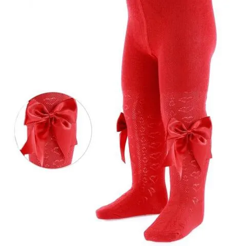 Red Heart Tights with Bows