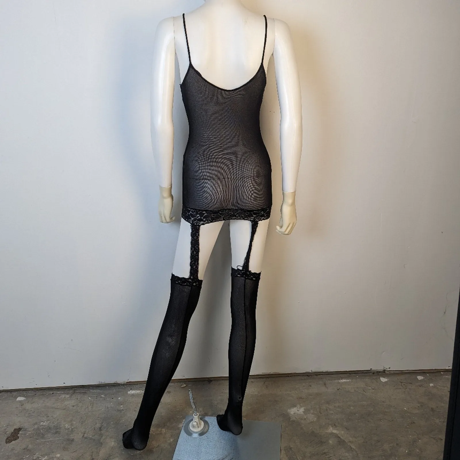 Sheer Nightgown with Attached Nylons