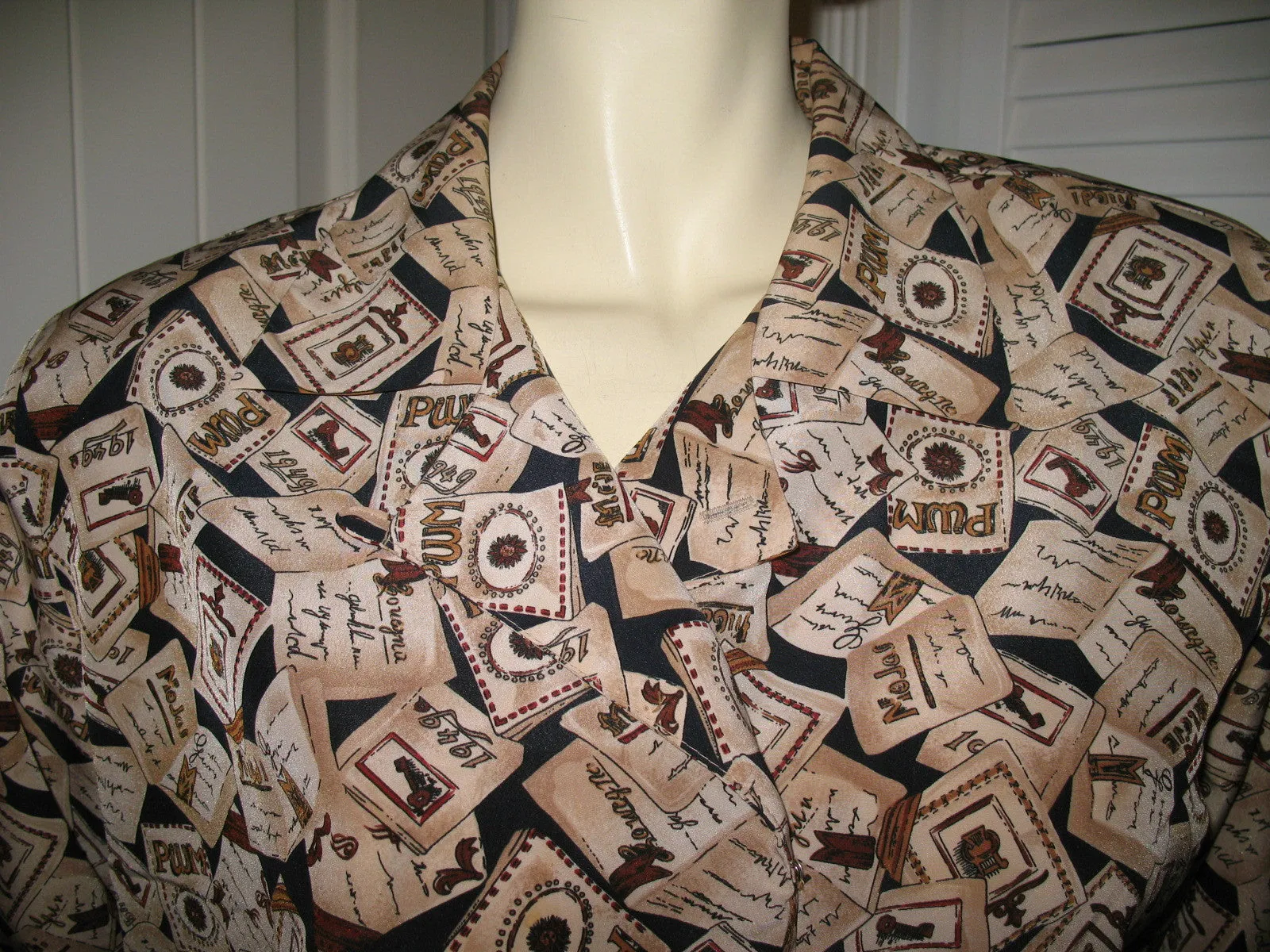 SOPHISTICATES by PENDLETON Womens Button Down Shirt Top Long Sleeve Made In USA Multicolor Beige Brown Print Medium