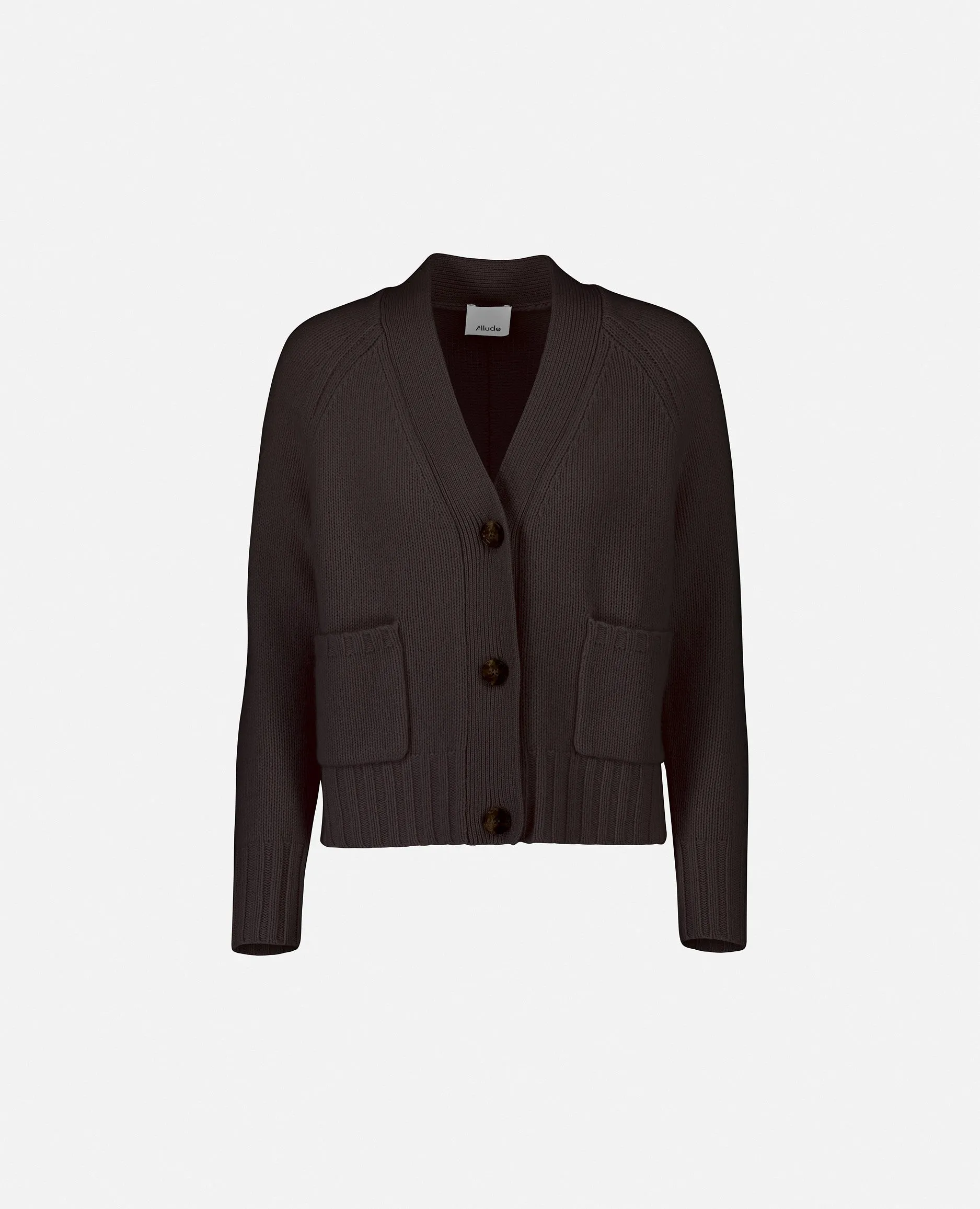 V-Strickjacke aus Cashmere-Mischung in Braun