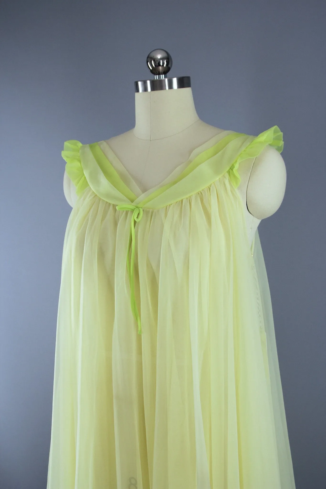 Vintage 1960s Lemon Yellow Nightgown