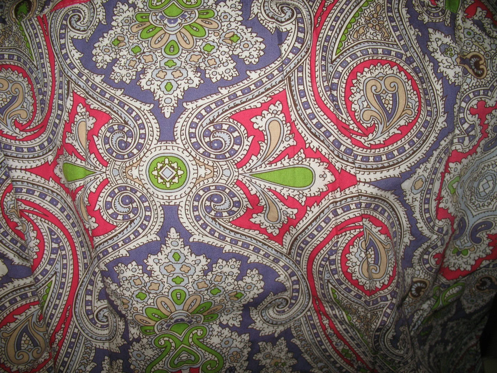 Womens Tops Multi Color Colored PINK PURPLE WHITE GREEN Paisley Print 3/4 Sleeve Button Down Shirt TOP 6 Small